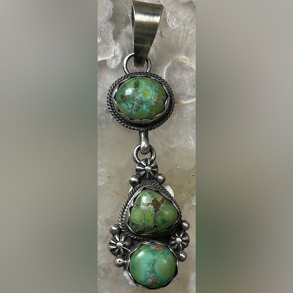 NWT Eli Skeets Sonoran Gold Turquoise and SS Pendant Navajo Handmade - Picture 11 of 13